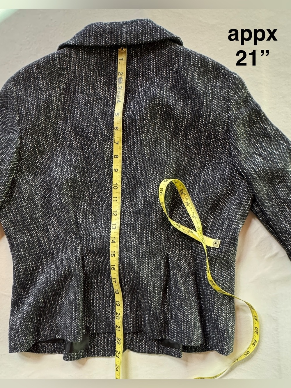Talbots Black White Tweed Cropped Jacket 3/4 Sleeves Lined Tie Belt (12P) - Picture 13 of 17